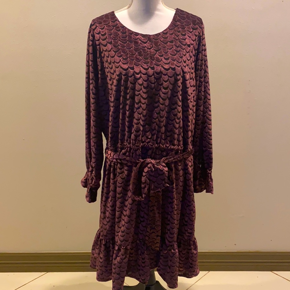 Michael Kors Purple Velvet Scales Dress